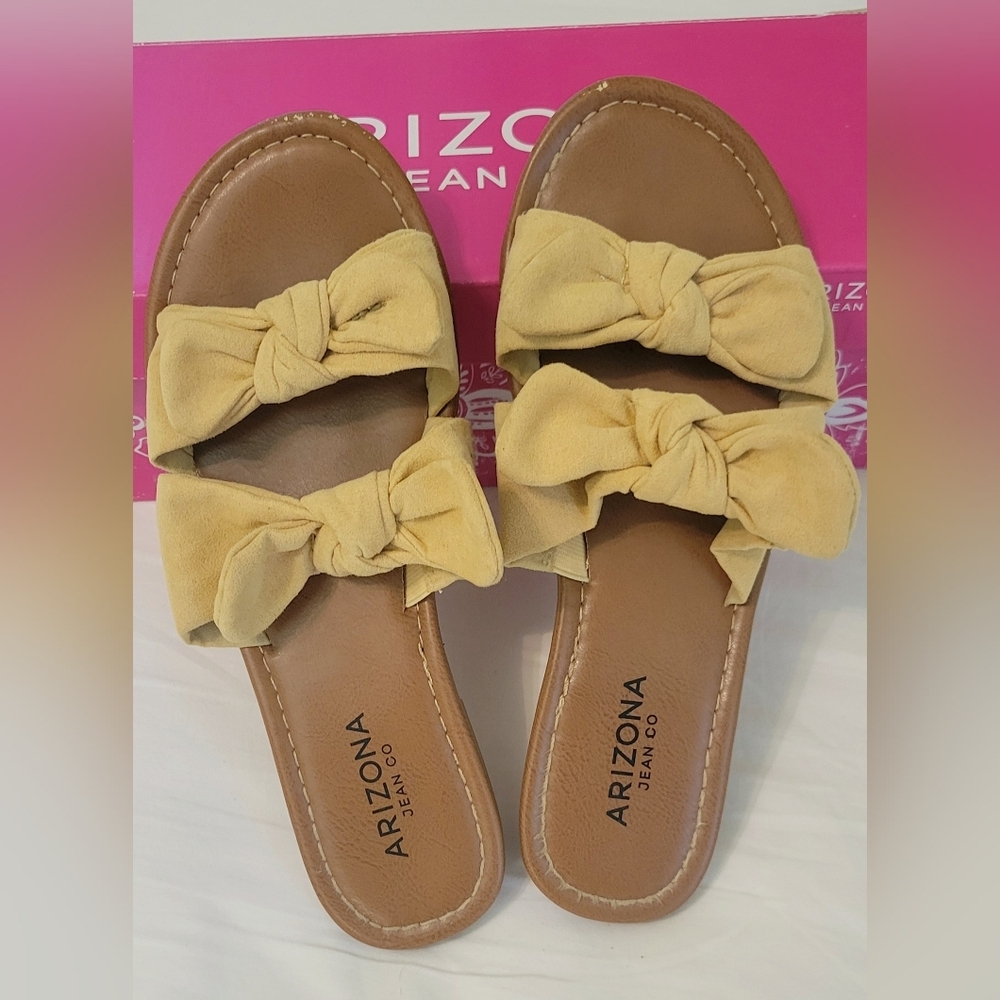 Arizona Jean Co. AZ Gill Sandals Royal Yellow Women's Size 6.5 Slides Slippers - Picture 2 of 8